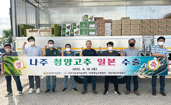 나주 청양고추 800㎏(100박스)를 부산항을 통해 일본으로 수출했다.
