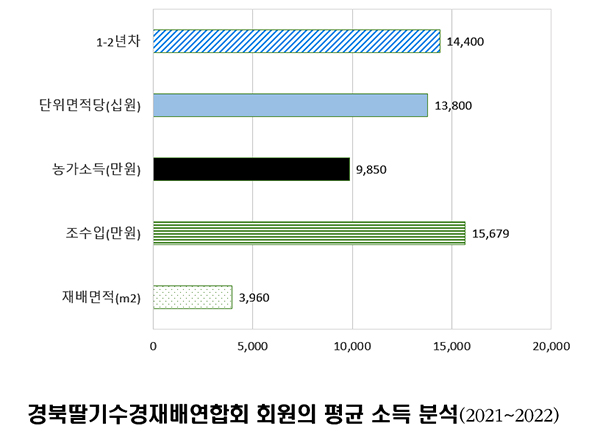 경북딸기수경재배연합회 회원의 평균 소득 분석(2021~2022)