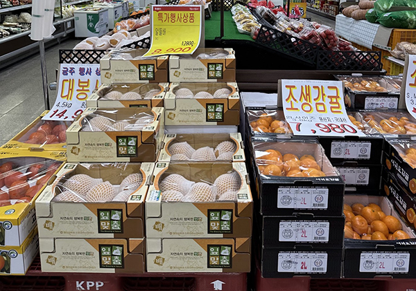 하나로마트 과일 할인 행사 매대