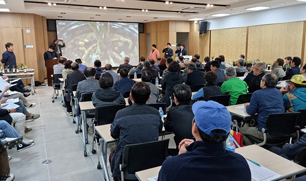 한국농수산식품유통공사 화훼사업센터가 지난 12일 춘란 거래의 메카 부산에서 ‘한국춘란 찾아가는 지역순회 경매’를 성황리에 마쳤다.