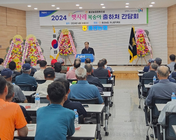 지난달 26일 충북 음성농협 읍내지점 2층 대회의실에서 2024 햇사레복숭아 출하처 간담회가 개최됐다.