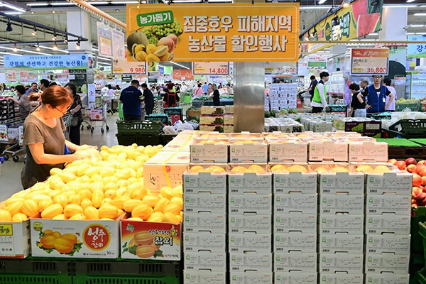 농협경제지주가 지난 24일까지 수도권 하나로마트 8개 매장에서 '집중호우 피해 지역 농산물 특별 할인행사를 실시했다.